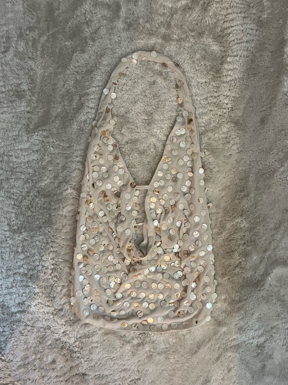 Peppermayo XXS Beige Sequin Halter Top